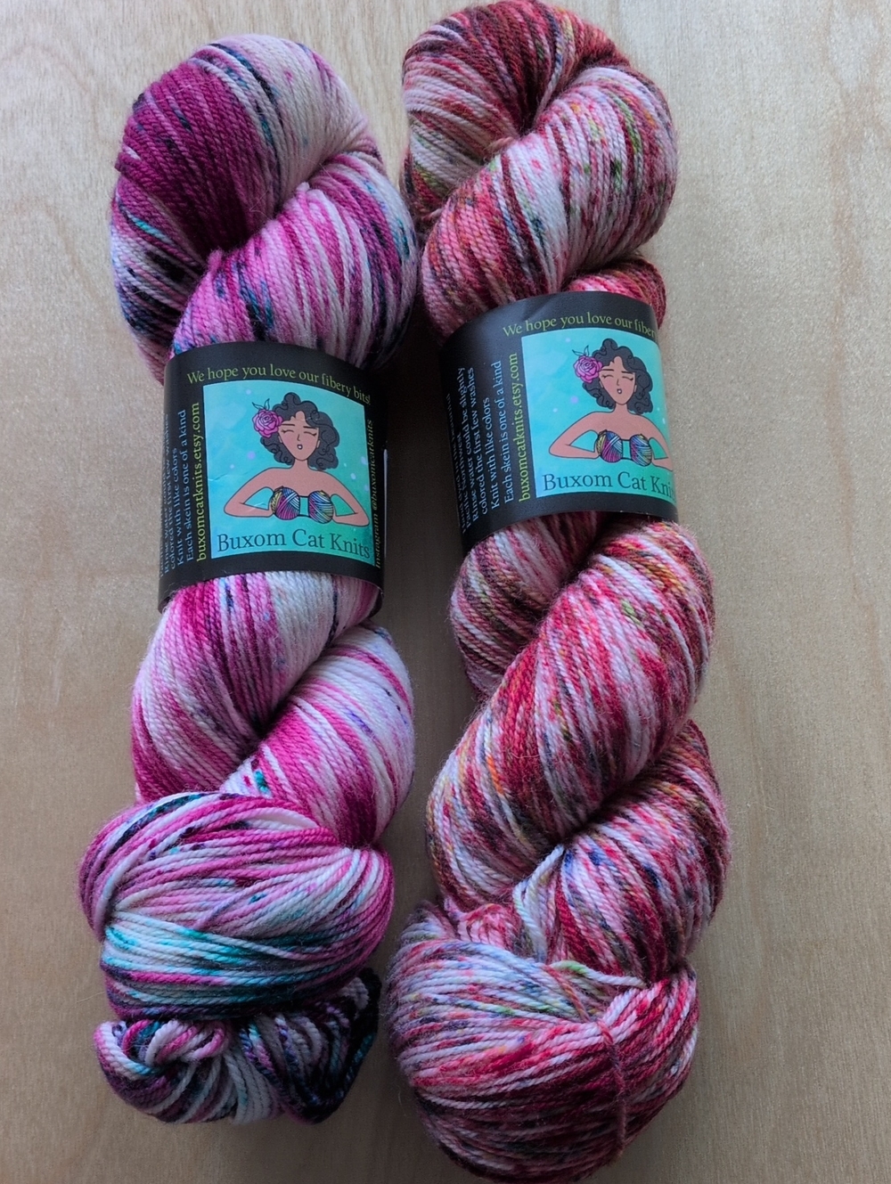 Buxom Cat Knits 2 skeins Hand-Dyed Yarn - Sock Yarn -Dana's Destash